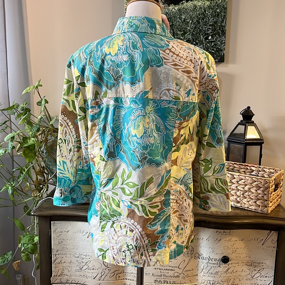 Allison Daley Patchwork Button Down Eyelet Shacke… - image 7